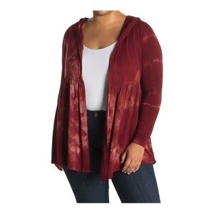𝅺BAEA Open Front Cardigan In Tie Dye Mahogany